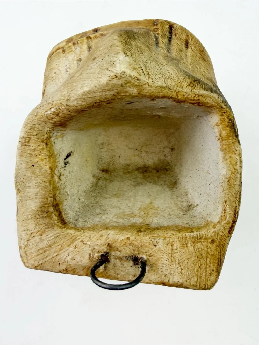 Antique French Chalkware Sloth Seven Deadly Sins Wall Match Holder Folk Art Rare